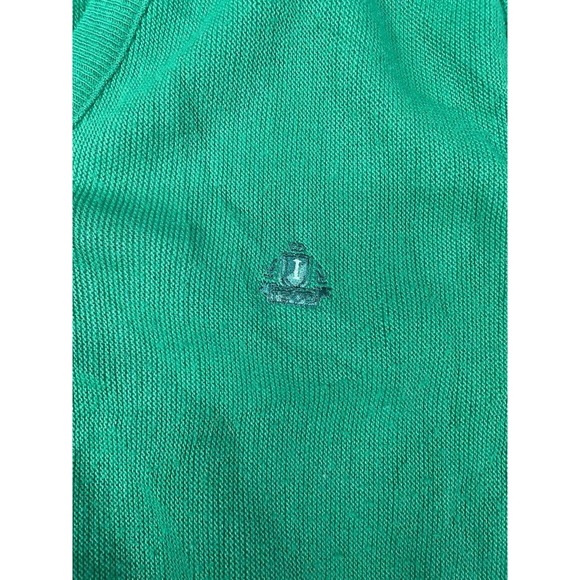Vintage Izod Pullover Sweater Mens Medium Green Vneck Jumper Golf Performance - Picture 4 of 8